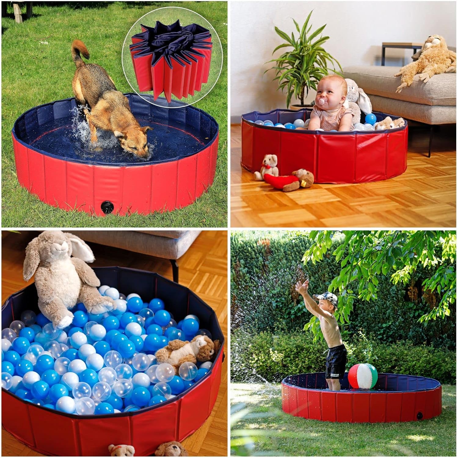 lionto - Piscine pliable Ø160x30cm - PVC antidérapant, bouchon vidange