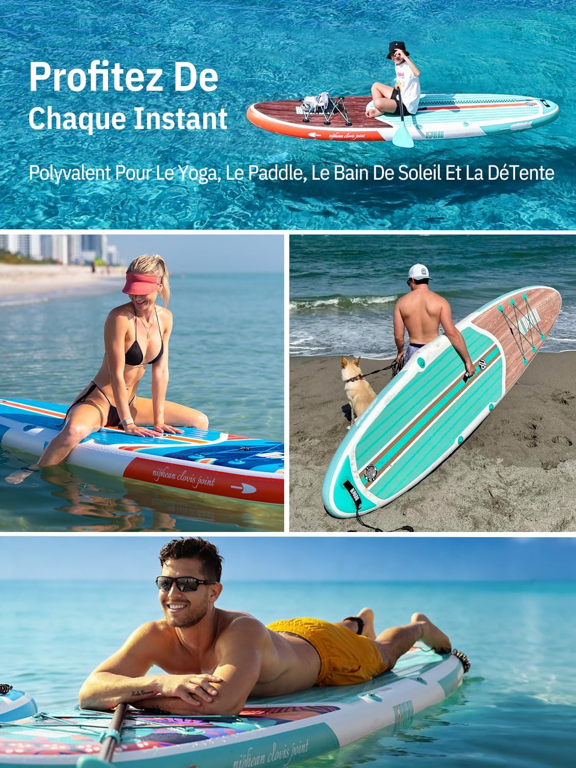 Niphean - Paddle gonflable adulte 320cm - 200kg, siège, 2 pers.