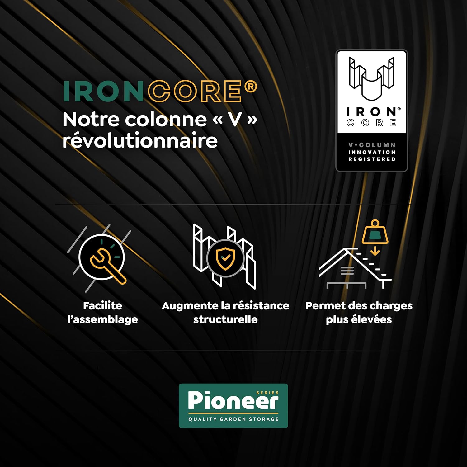 Hoggar - Pioneer Y50 - 168x256x200cm - abri métal robuste, portes renforcées, serrure à clé, plafond solide - Y50
