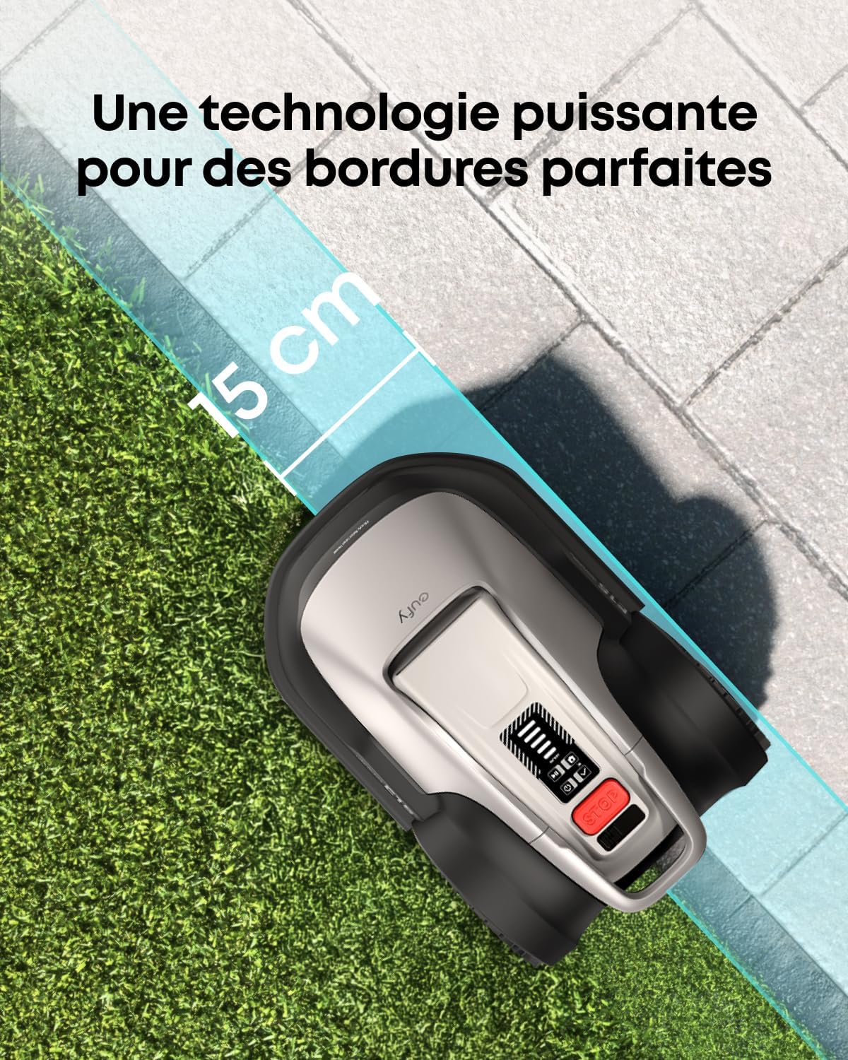 eufy - E15 Robot Tondeuse - 800 m² - sans fil, cartographie smart, contourne obstacles, installation rapide, E15