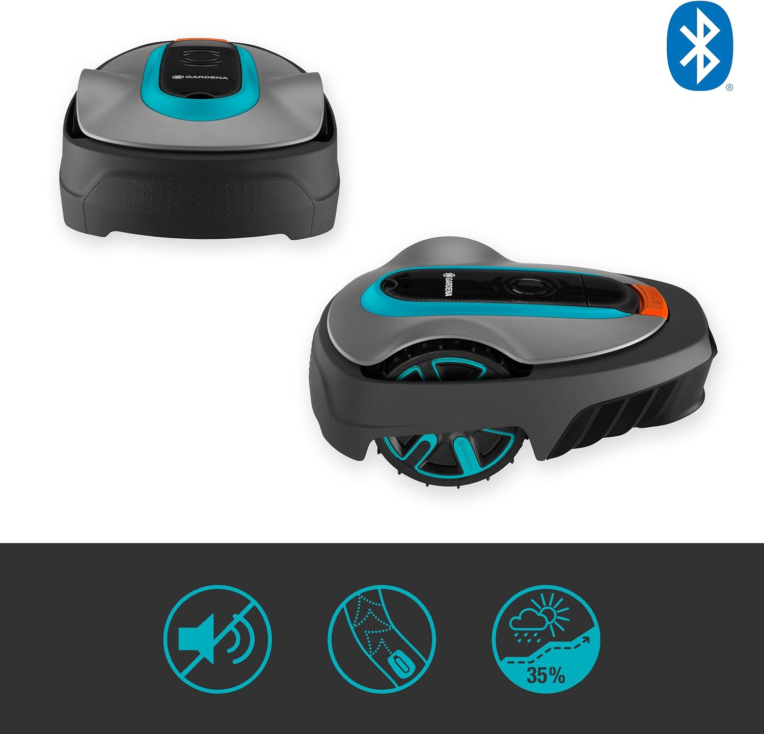 Gardena - Sileno City 250 - 250m² - Tond pluie, passages étroits, Bluetooth, silencieuse, capteur gel, automatique - 150
