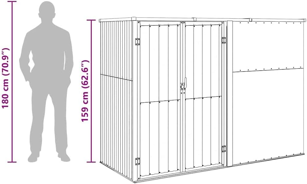 vidaXL Abri à Outils de Jardin Remise de Stockage Organisateur d'Outils Cabane de Rangement Extérieur Marron 225x89x161 cm Acier Galvanisé