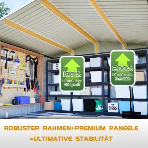 Abri de jardin en métal 300 x 252 x 191 cm Anthracite XXL avec toit à pignon, résistant aux intempéries et à la rouille, garage à vélo, armoire de jardin et stockage de poubelles