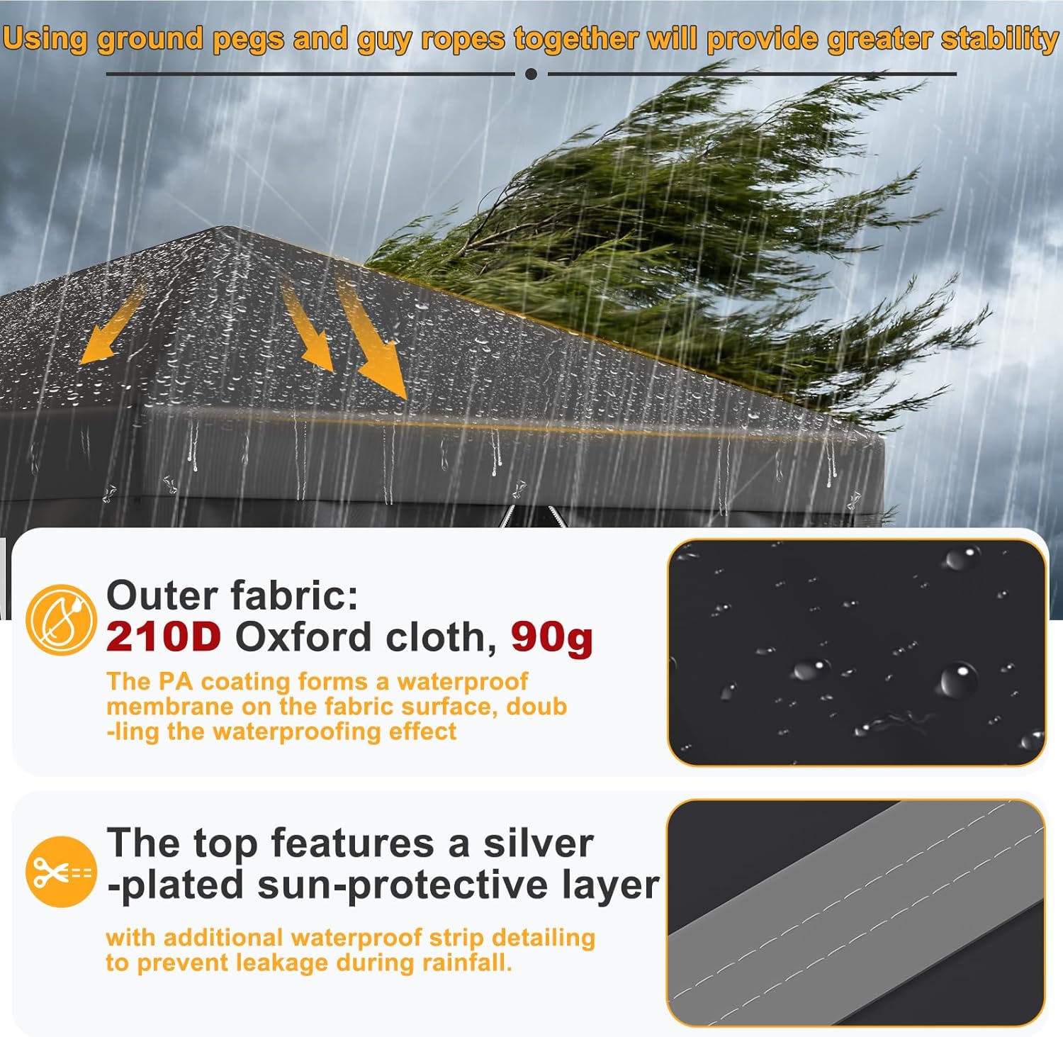 JUMMICO - tonnelle pliante - 3x3m - imperméable, hauteur réglable, anti-UV