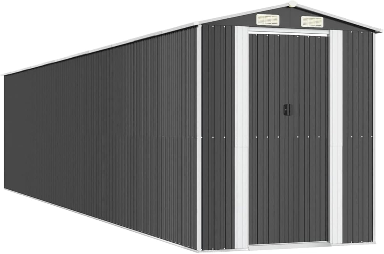 Gecheer Abri de jardin en métal pour extérieur, acier galvanisé, anthracite, 192 x 938 x 223 cm