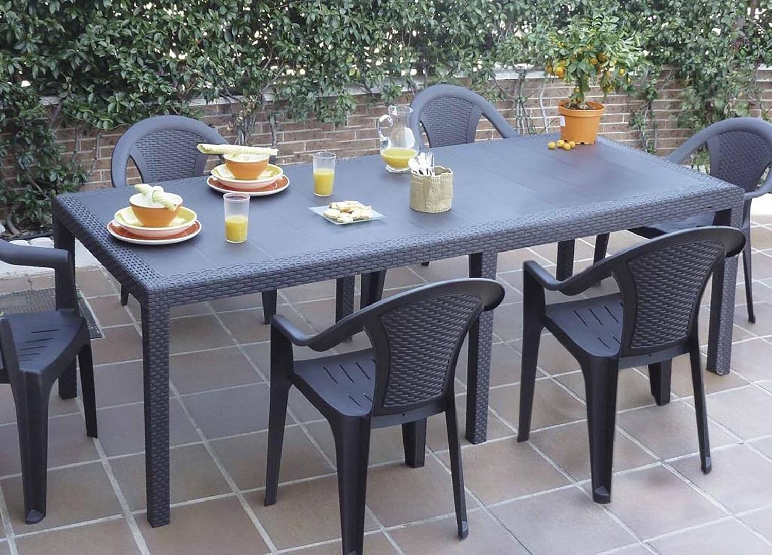 Dmora - Roma Extensible - 150/220x90x72 cm - rotin, jardin, Made in Italy
