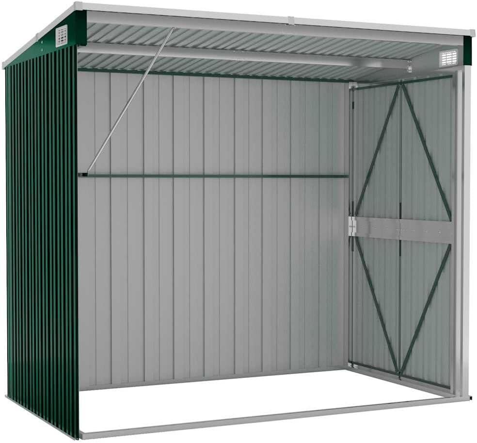 Générique Abri de Jardin Mural Vert 118x194x178 cm Acier galvanisé,Structures extérieures, Cabanes & abris de Jardin,316221