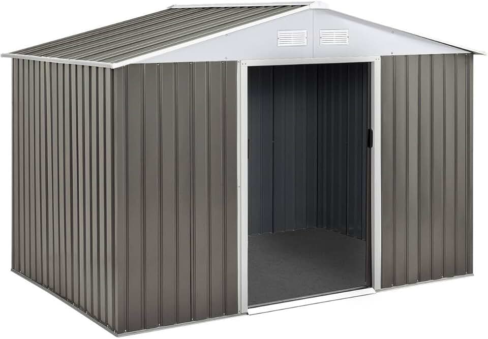 Abri de Jardin métal Dallas série, 4,07 m², couleur taupe