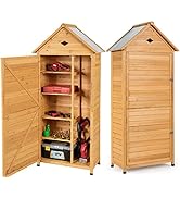 Giantex Armoire de jardin en bois résistant aux intempéries Abri de jardin 4 étagères