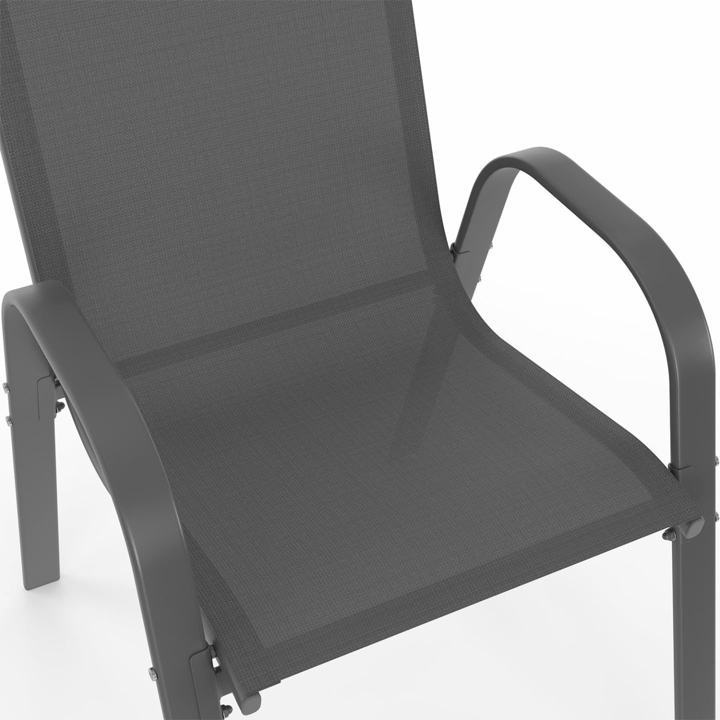 IDMarket - Madrid salon de jardin carré 130 cm, 8 chaises empilables, gris anthracite