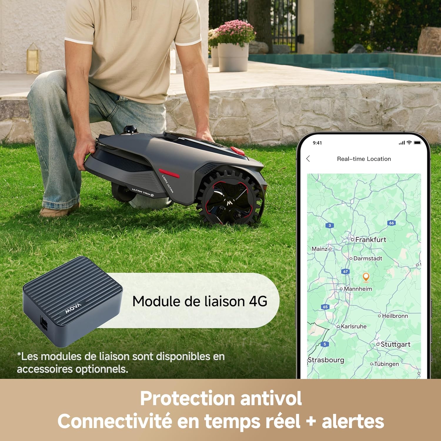 MOVA - LiDAX Ultra - Robot 800 m², IA LiDAR 3D, coupe 5 cm, toutes zones, sécurité animaux, tonte en U - Ultra800