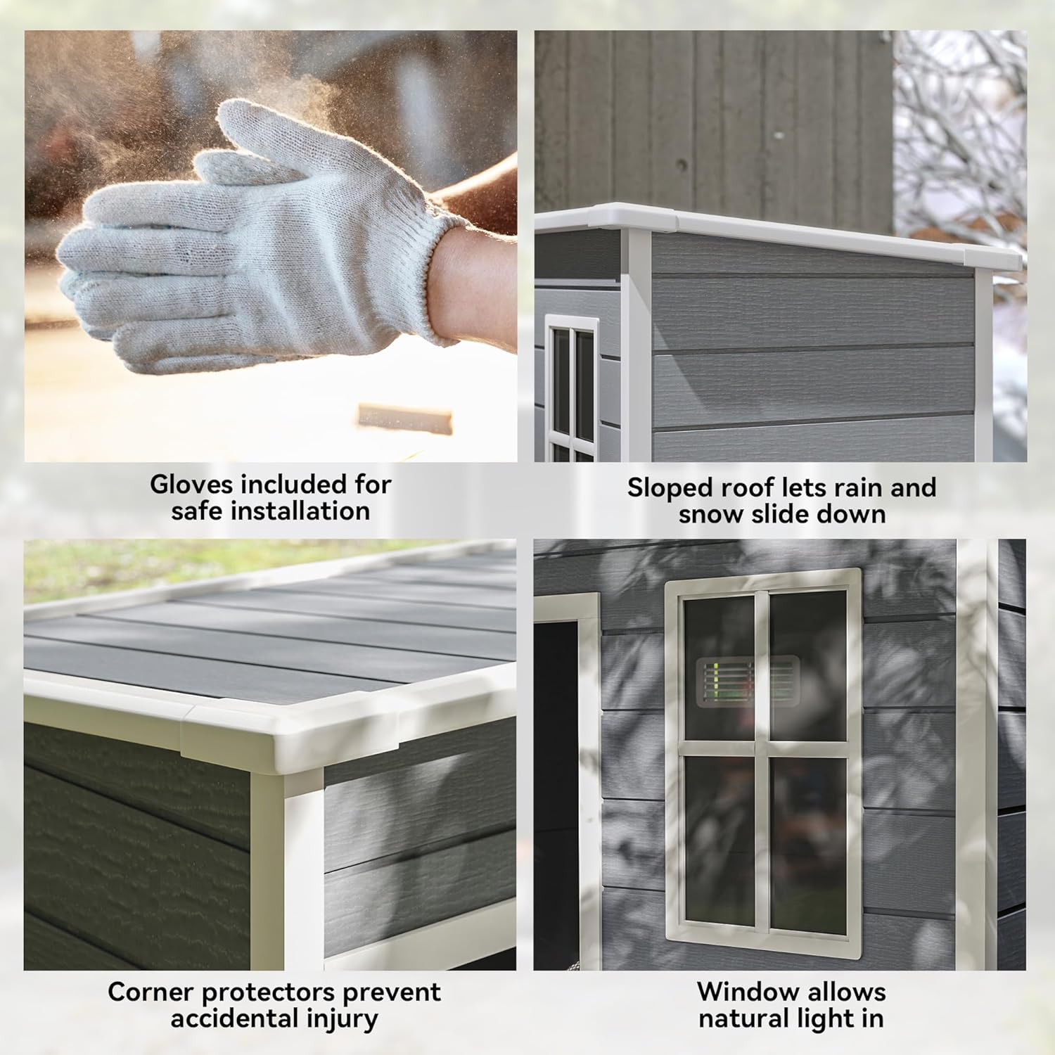 Abri de Jardin 1,14 m² - Porte verrouillable, aération et fenêtre - 151Lx92lx193H cm - Plastique, Gris - YJD1