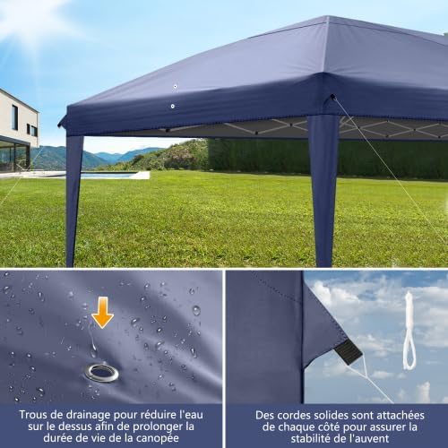 Bonnlo - tonnelle pliante 3x6 m, imperméable, sac inclus, bleu