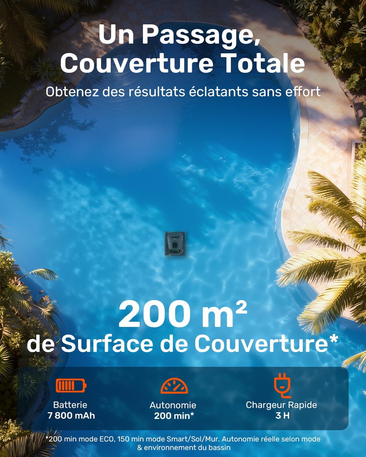 Gosvor (2026 Nouveau) LiteVac G1 Robot Piscine Fond et Parois, 6,9 kg Ultra Léger, Jusqu’à 200 Min d’Autonomie, Double Filtration, Navigation Intelligente & App, pour Piscines Jusqu’à 200 m²