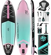 ATPROSS Planche de paddle gonflable 350 x 89 x 15 cm, 200 kg Extra Wide Stand Up Paddle pour adultes avec