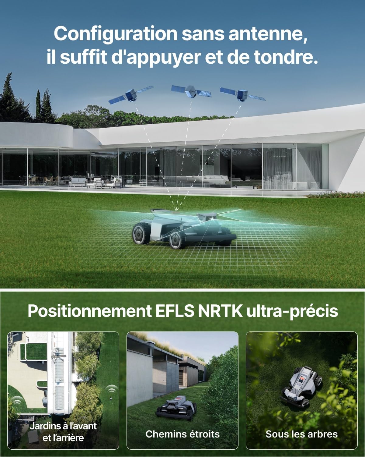 Segway - Navimow X420 - tondeuse robot, 4 roues, pente 84%, coupe 25–95 mm, 2000 m² - X420