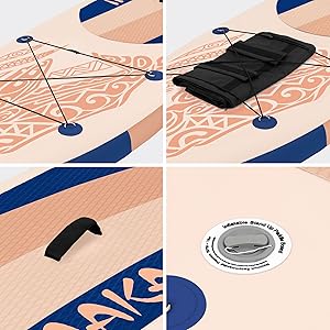 ECD Germany Planche stand up paddling abricot Makani 320x80x15 cm SUP gonflable Planche paddle surf