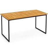 GOPLUS Table Salle Manger Exterieure 140 CM, Grande Table Jardin en Bois Acacia 6 Personnes avec ...