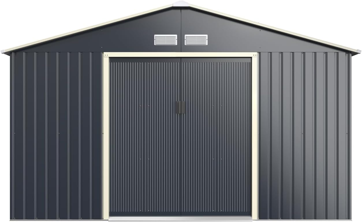 RELAX4LIFE - abri de jardin métal - 340x319x210cm - 10m², porte coulissante, abri extension, résistant intempéries