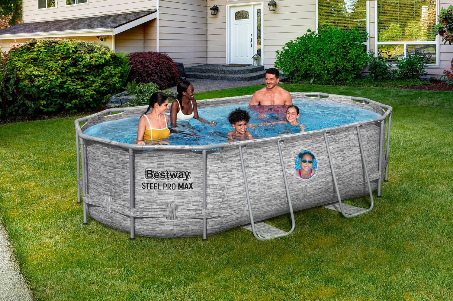 Bestway Steel Pro Max Splashview Kit Piscine Hors Sol - 427 cm x 250 cm x 100 cm - Gris