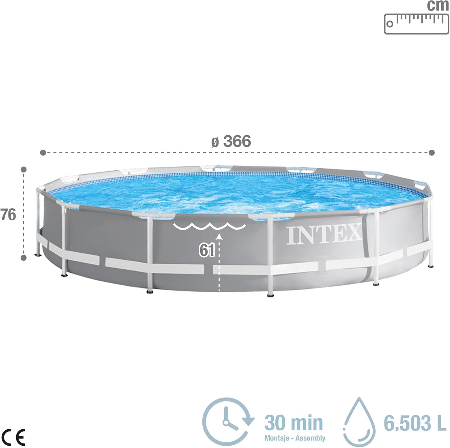 Intex - Prism Frame Série - 12ft x 30in - Piscine tubulaire robuste