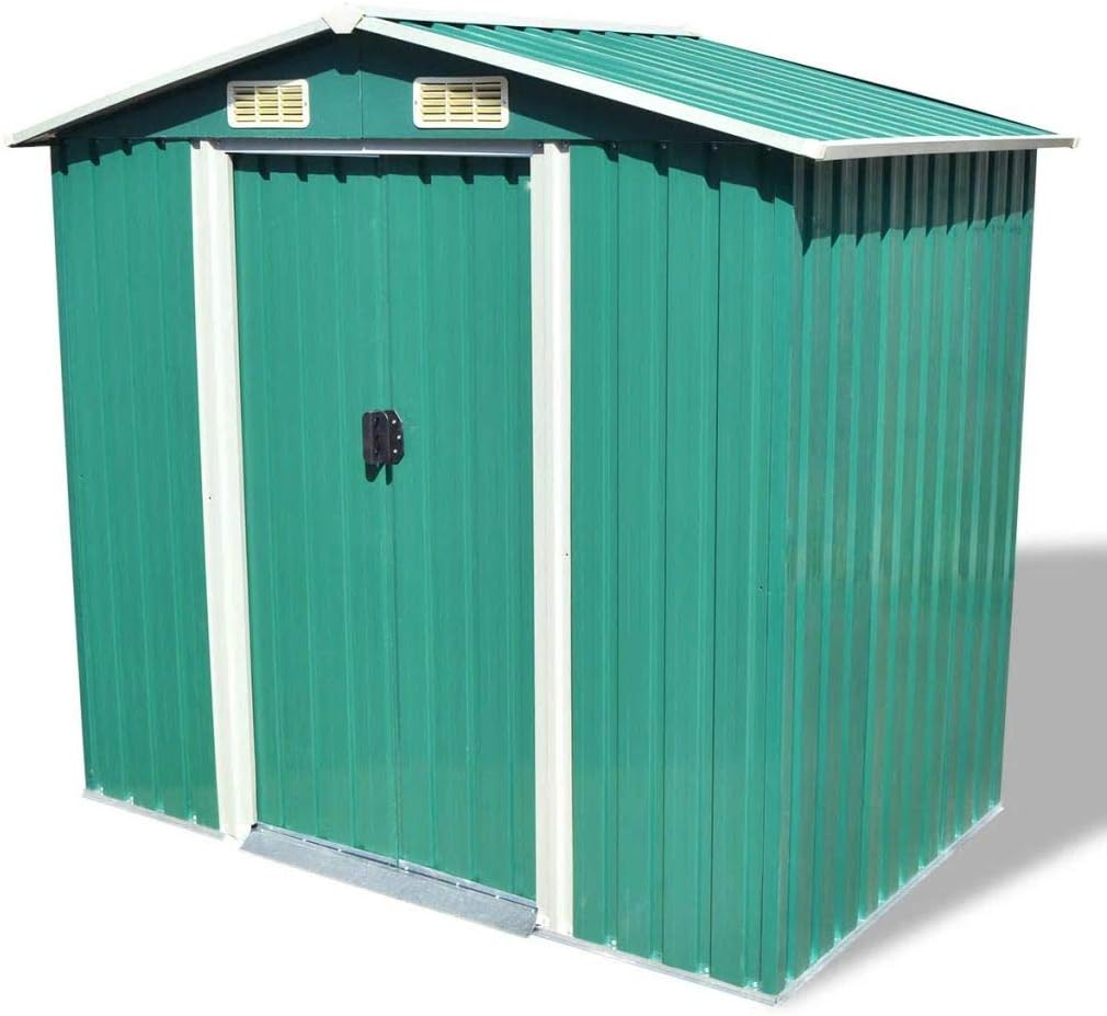 ShGaxin - abri de jardin métal - 204x132x186 cm - extérieur, vert