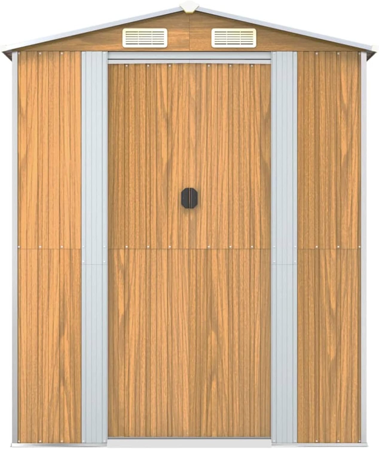 ShGaxin Abri de jardin en acier galvanisé marron clair 192 x 274 x 223 cm