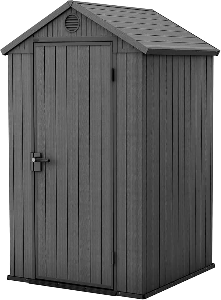 KETER Abri de Jardin Résine Darwin 4X4-125 X 184 X 205 cm - Compact, Durable et Résistant aux Intempéries - Couleur Gris Moderne