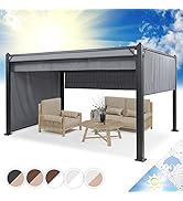 blumfeldt Panthéon Pavillon Cortina - Pergola Aluminium, Poteaux d'angle 10x10 cm, Toit avec revê...