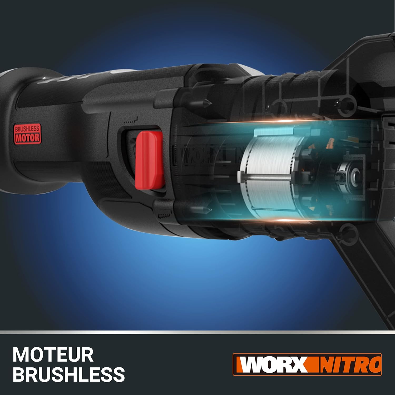 WORX - Scie sabre brushless, 29mm course, 20V, légère, WX516