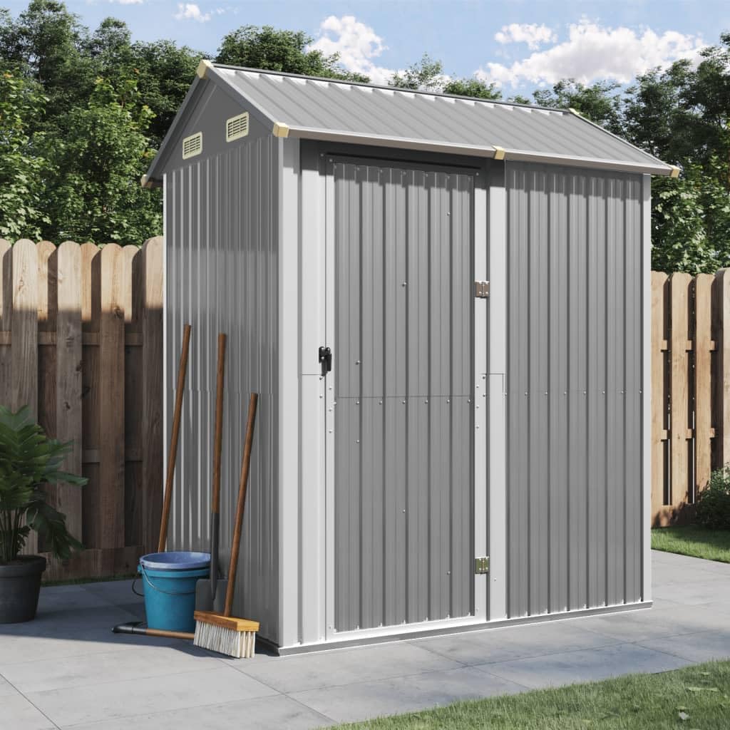 ZEYUAN Abri de Jardin Gris Clair 192x152,5x237 cm Acier galvanisé,Abris De Jardin,Abri De Stockage pour Jardin,Abri D'Outils De Jardin