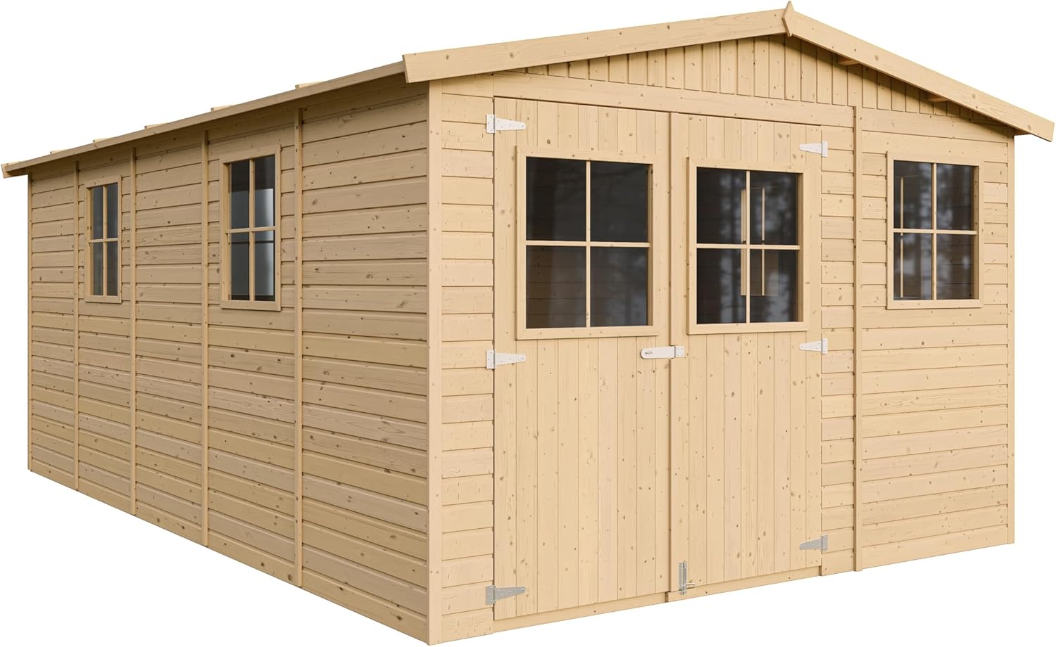 ABRI de Jardin en Bois Exterieur avec Les PLANCHERS IMPRÉGNÉ - Chalet en Pin/épicéa- H226x324x516 cm/15 m²- Construction de Panneaux- Rangement pour vélos, Remise à Outils- TIMBELA M337+M337G