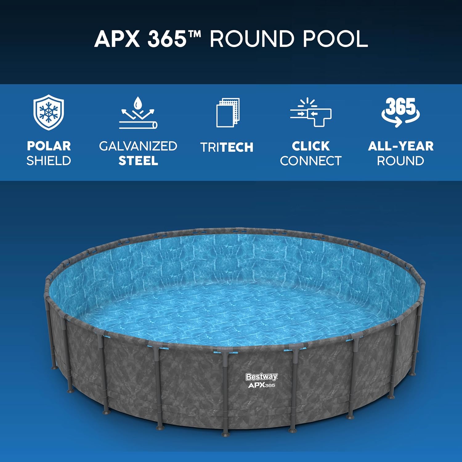 Bestway - Kit Piscine Hors Sol APX - ronde - 610x610x132 cm - gris foncé