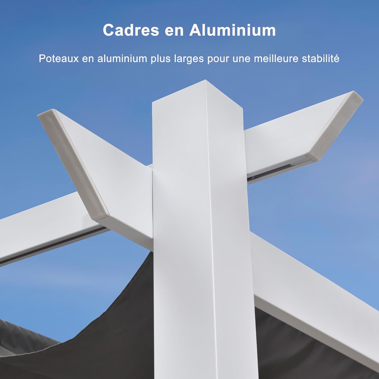 PURPLE LEAF - pergola aluminium - 4x3m - éclairage intégré, toit protégé, blanc/gris