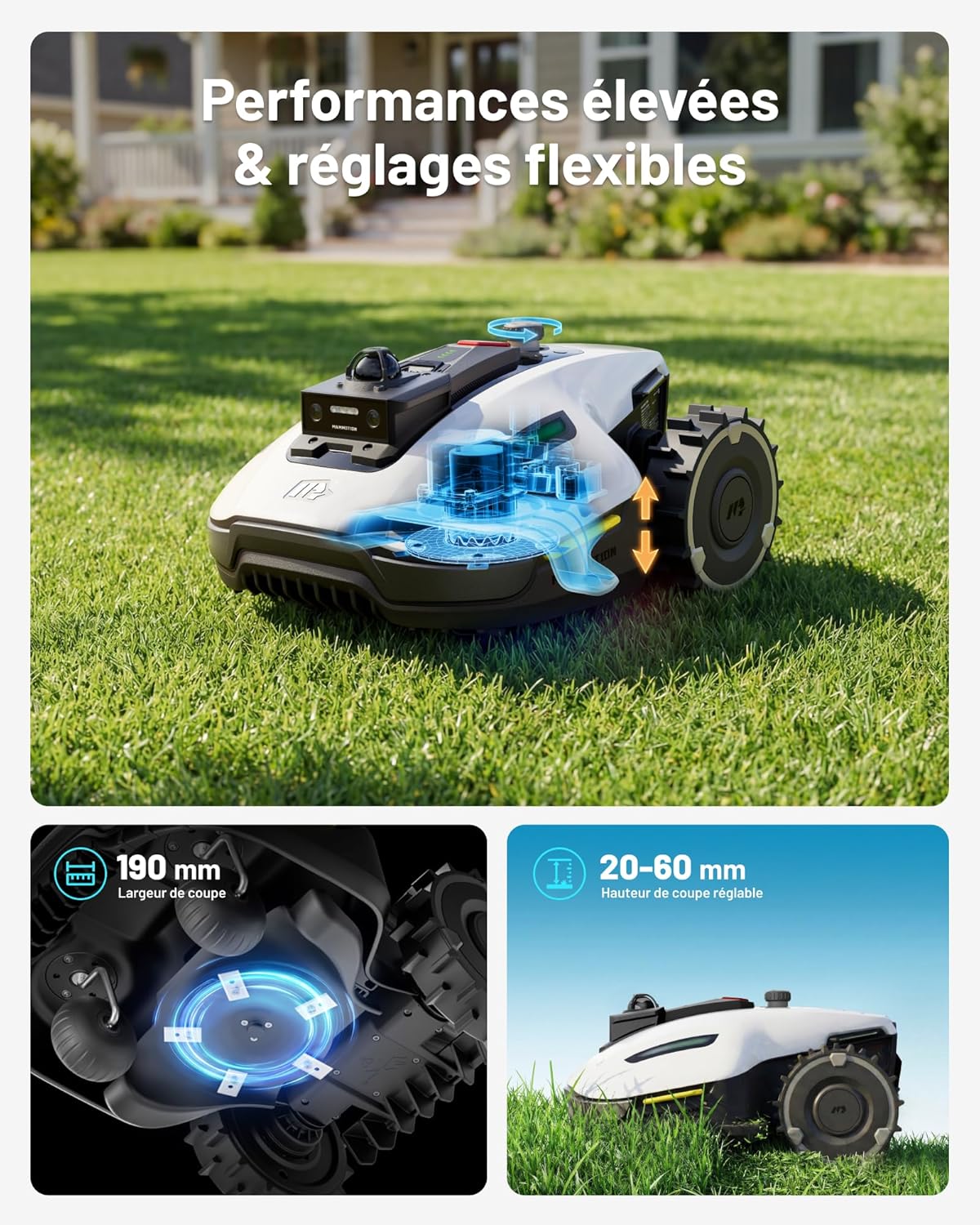 Mammotion - Yuka Mini 2 - robot tondeuse LiDAR, garage, IA, 800