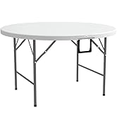 Outsunny Table Ronde de Jardin Pliante Ø122 cm Peut accueillir 6 Personnes pour évènement, Struct...