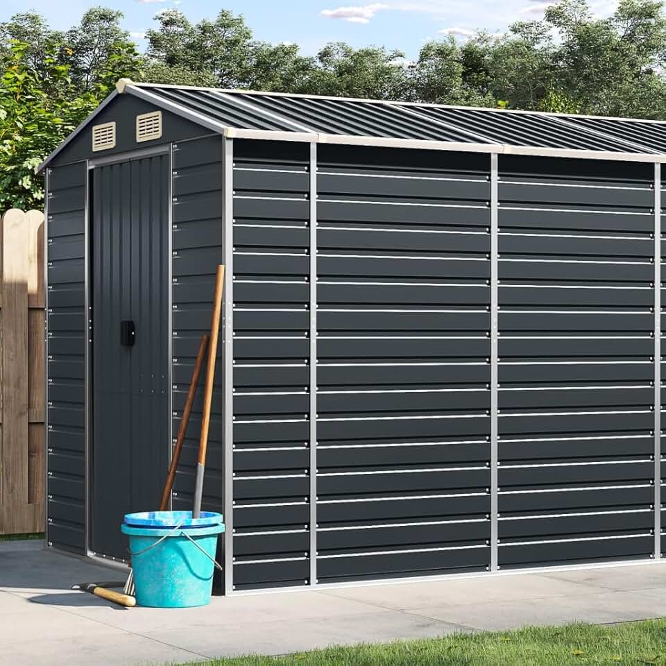 LAPOOH Abri de Jardin Anthracite 191x640x198 cm Acier galvanisé,Abris De Jardin,Abri De Stockage pour Jardin,Abri D'Outils De Jardin