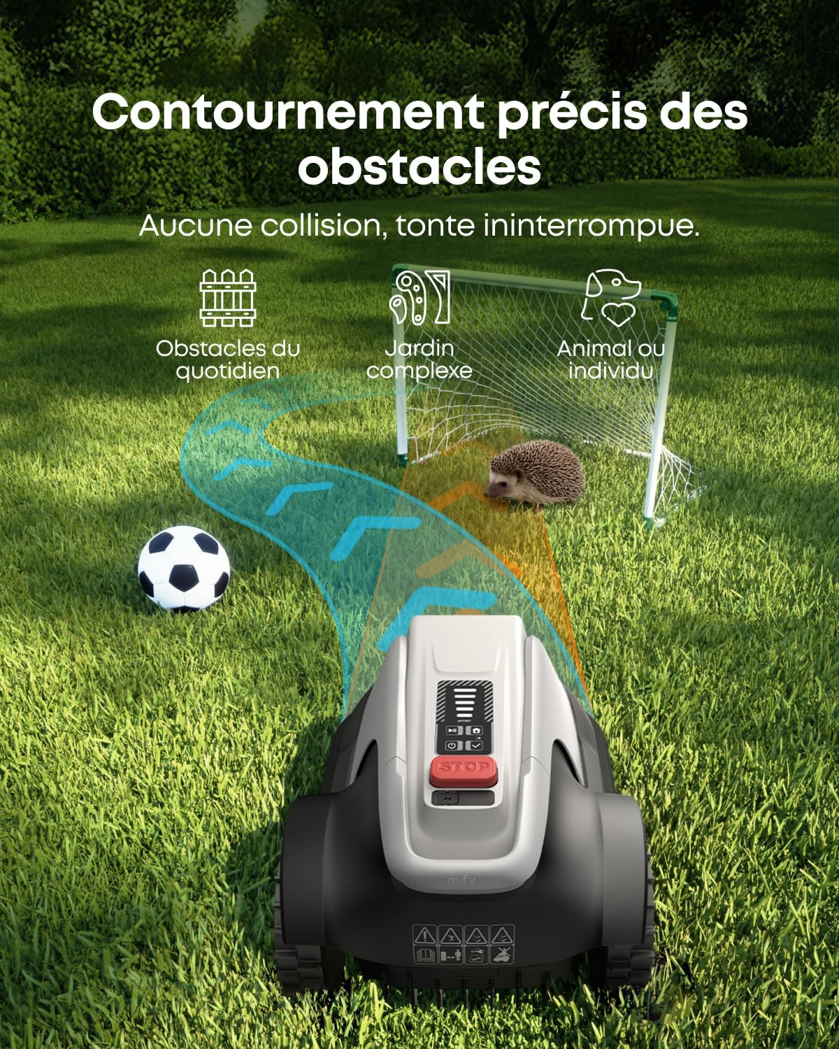 eufy - E15 Robot Tondeuse - 800 m² - sans fil, cartographie smart, contourne obstacles, installation rapide, E15