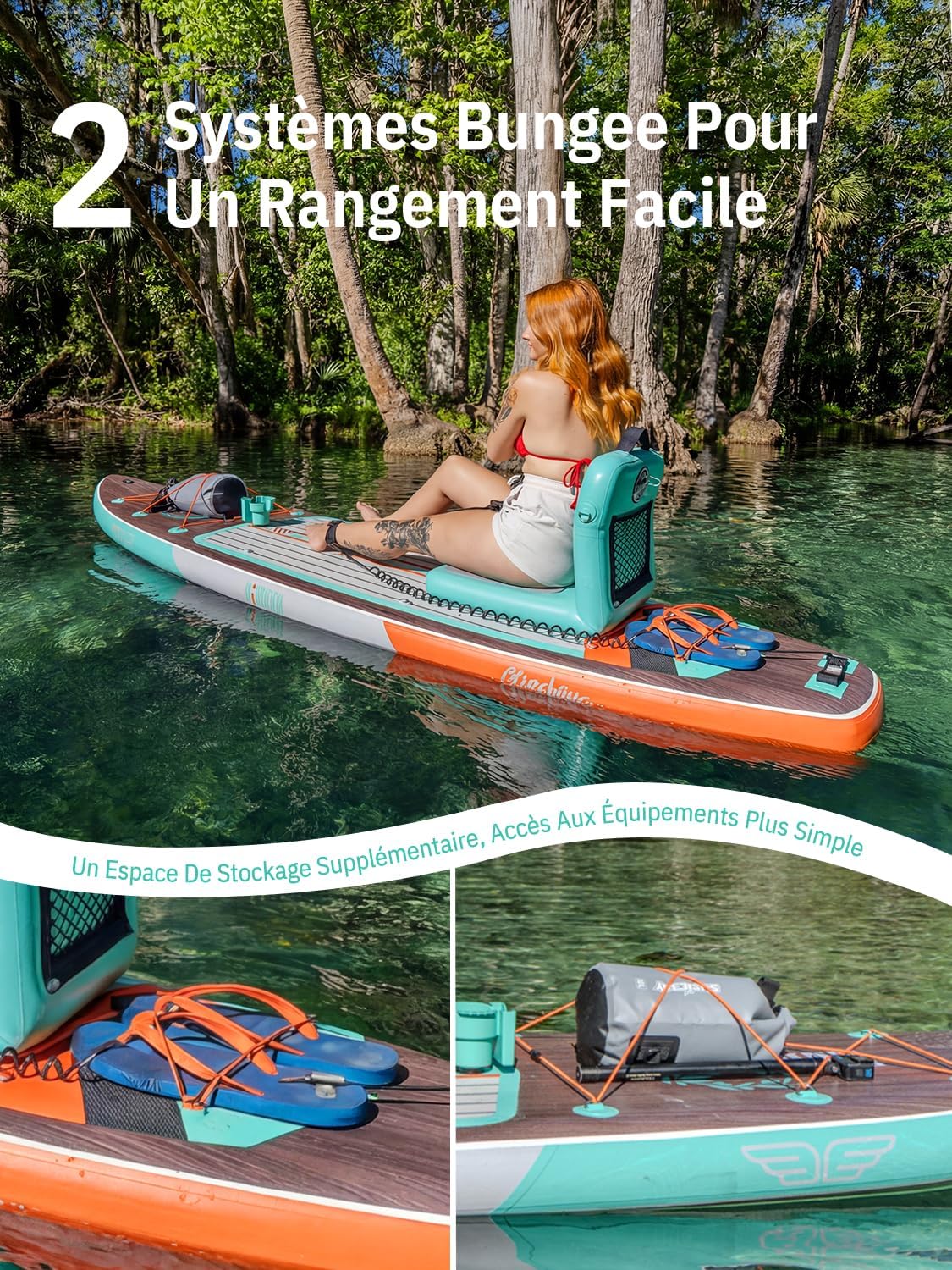 Niphean Extra Large Paddle Gonflable, Sup à 2+1 Personnes/Famille, Planches de Stand Up Paddle Gonflables avec (Idéal Débutant) Aileron Équilibré, Housse Étanche, Paddle Gonflable Adulte, Cadeaux
