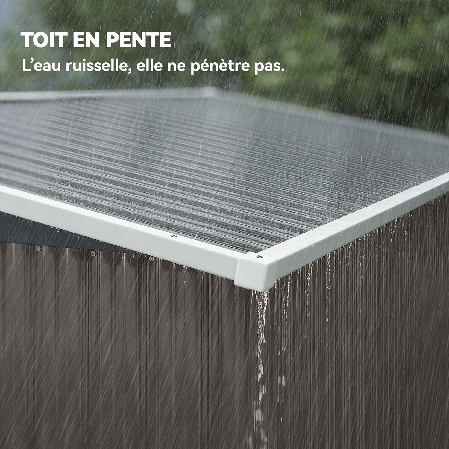 Abri de jardin métal - 234x132x185 cm - triple porte, toit incliné, aérations