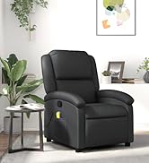 vidaXL Fauteuil de massage en cuir véritable Noir
