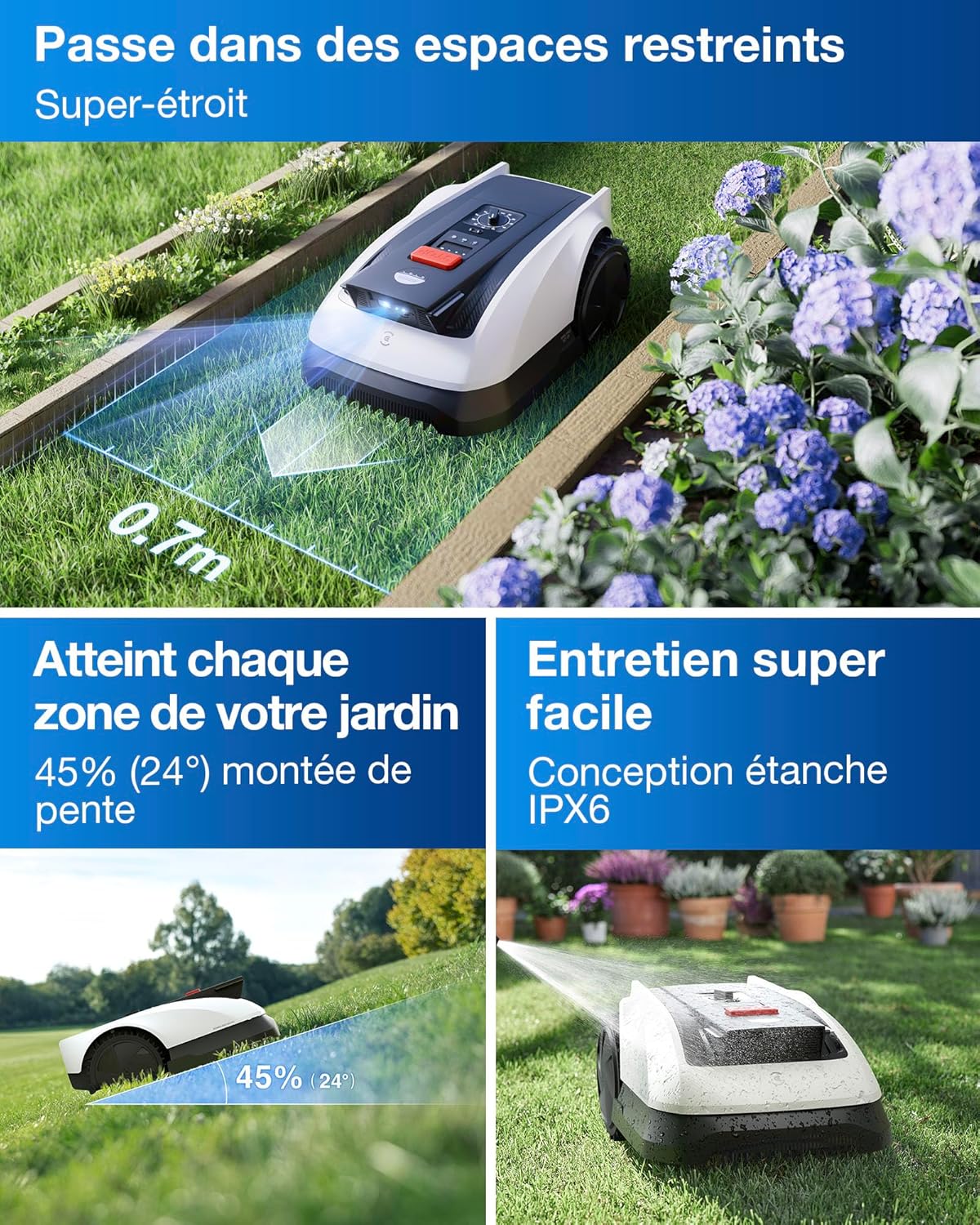 ECOVACS - Goat O800 série - 800 m² - RTK+Lidar, tonte précise, pente 45% - GOAT O800 RTK