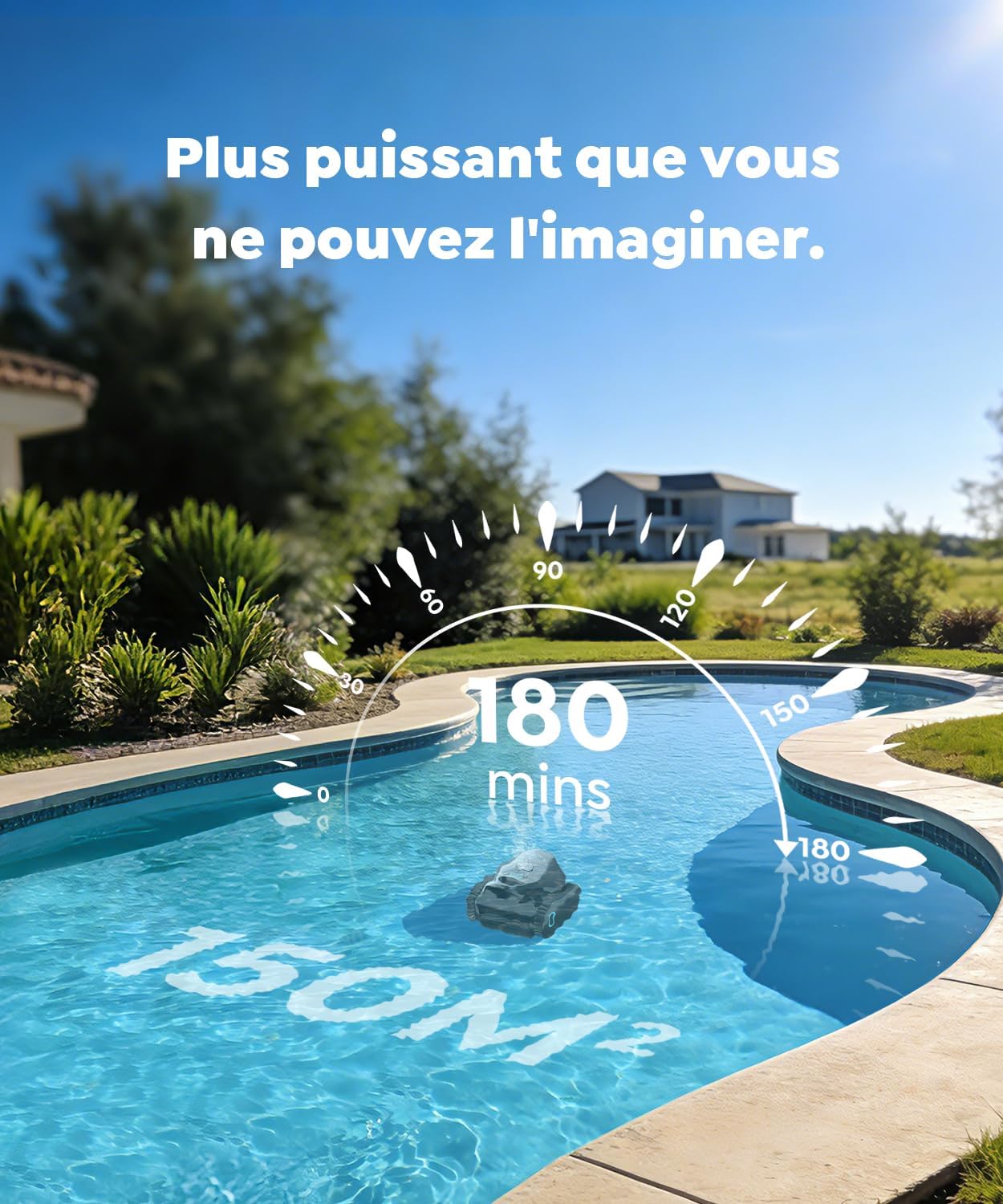 Robot piscine - C1 Série - 150m² - fond/parois, 180 min, filtrant, contrôle APP - 2026Nouv