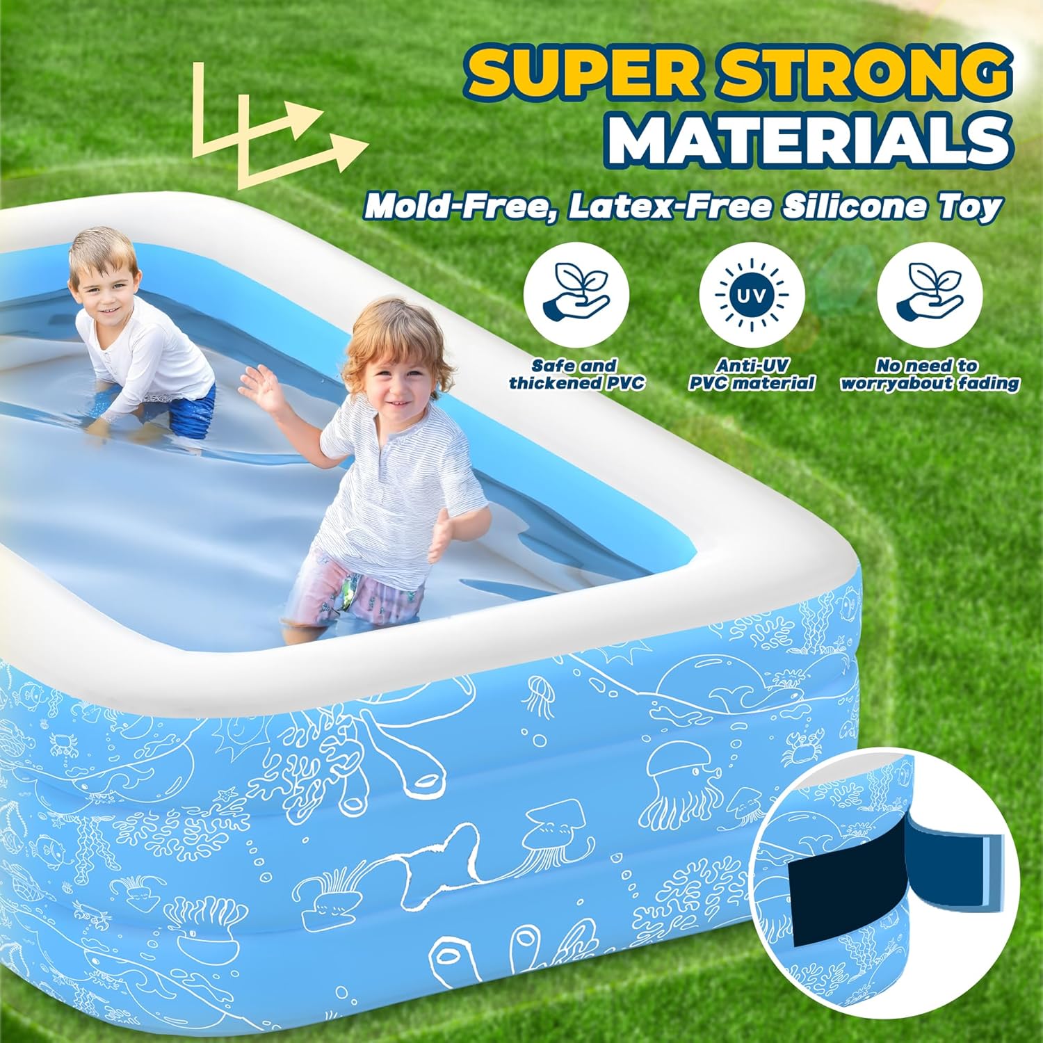 CACSPS - Piscine gonflable famille 300x165x56cm, robuste, pour jardin CACSPS