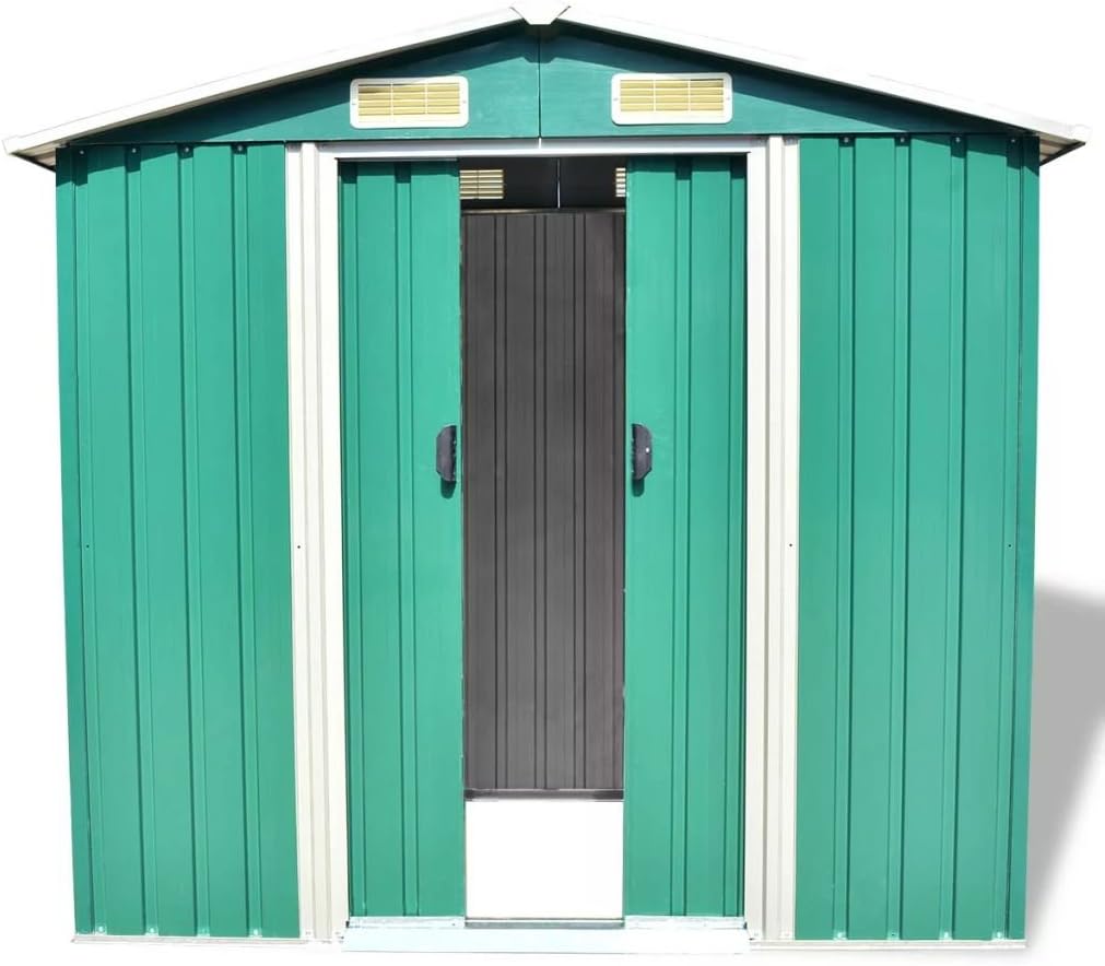 ShGaxin - abri de jardin métal - 204x132x186 cm - extérieur, vert