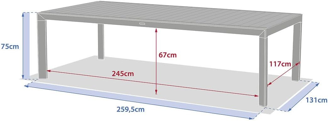 Hespéride - Evasion - table de jardin 12 places aluminium effet bois