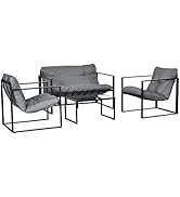 Outsunny Salon de Jardin Meuble de Jardin 4 pièces pour 4 Personnes avec canapé 2 Places, 2 faute...