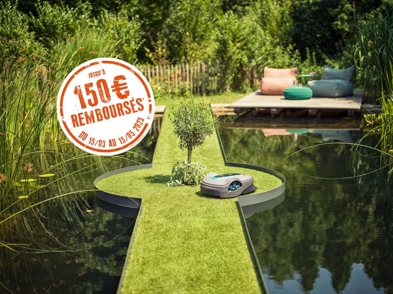 Gardena - Sileno City 250 - 250m² - Tond pluie, passages étroits, Bluetooth, silencieuse, capteur gel, automatique - 150