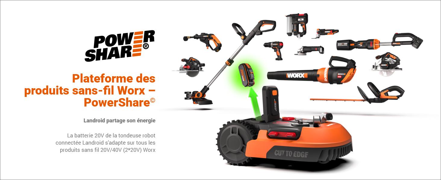 Batterie PowerShare 20V; système de batterie amovible; 20V; 40V; WORX