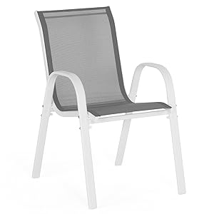 Salon de jardin MADRID 8 chaises empilables gris et blanc